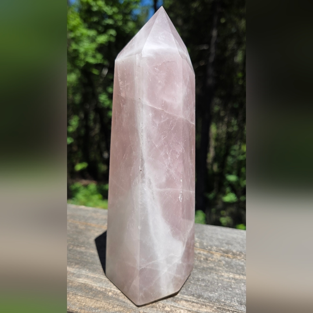 Rose Quartz Natural Crystal 7" Pillar Point - Picture 6 of 9